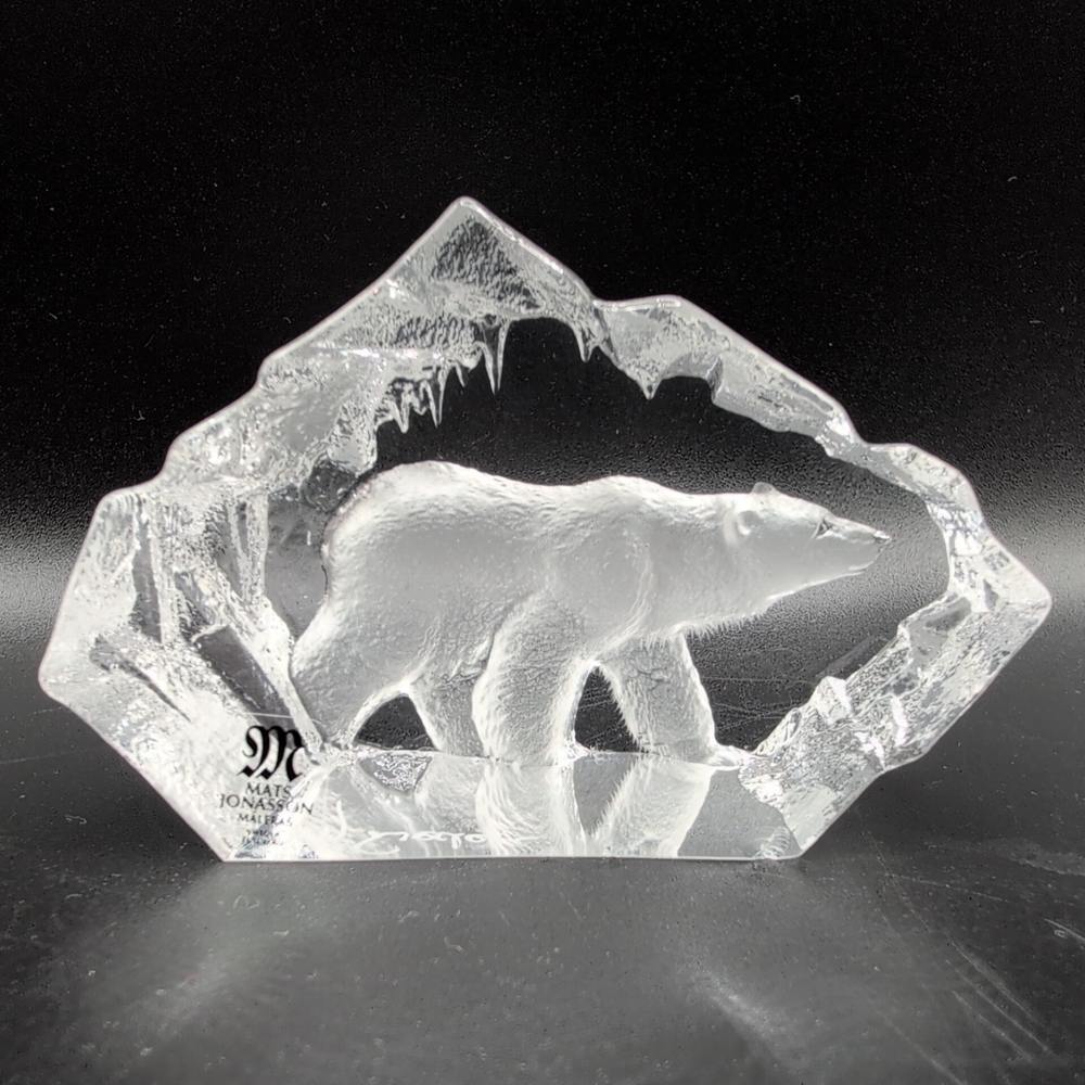 Mats Jonasson 88117 Polar Bear Lead Crystal Ornament 3x2" *CHIPPED*